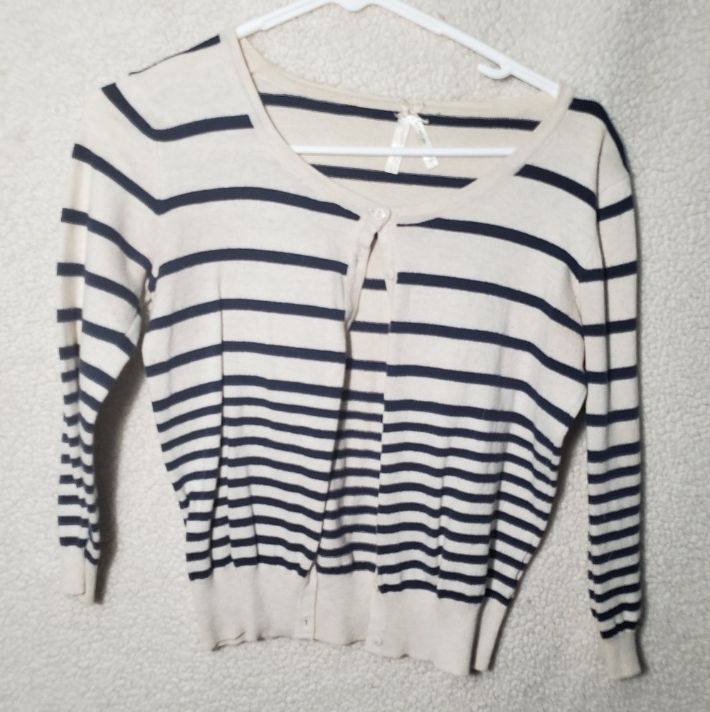 Tan and navy Atmosphere striped cardigan
